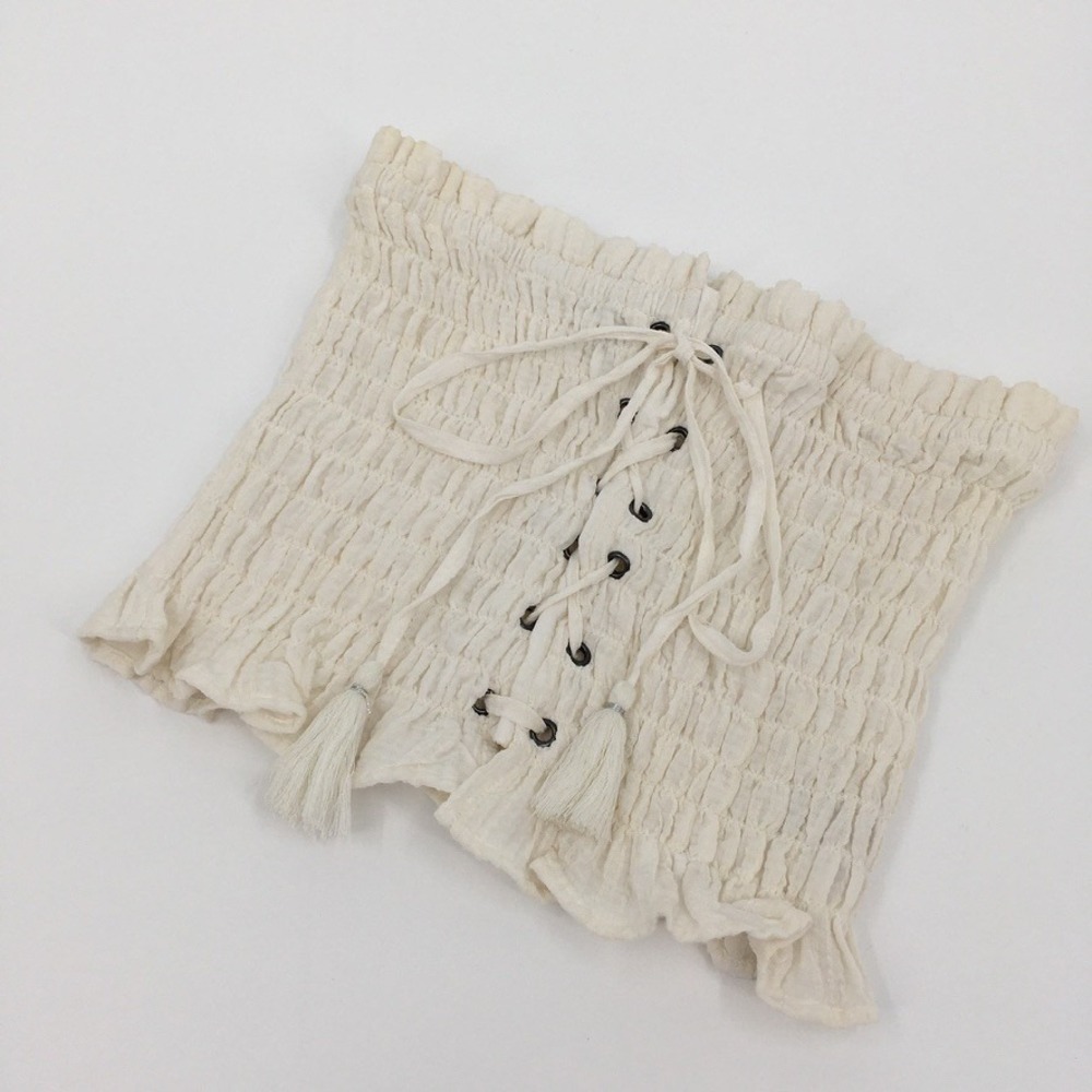 American‎ Eagle Lace Up Tube Top Womens S Cream Cottage Renaissance Ren Faire